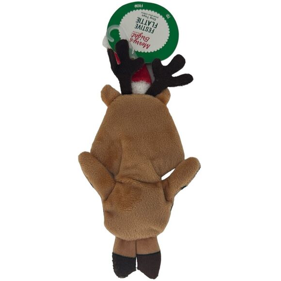 Merry and Bright Reindeer Crinkle Thrash Flat Plush Dog Toy Winter Holiday - Picture 2 of 3